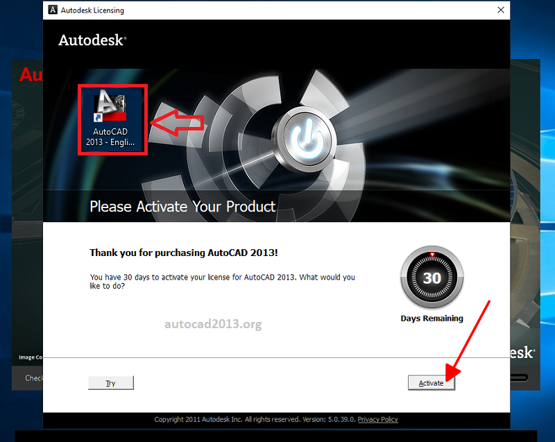 chạy AutoCAD 2013 và nhấn vào Activate 