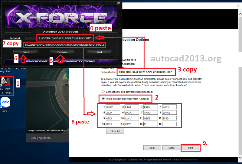 Tiến hành active cho AutoCAd 2013 trên X-Force
