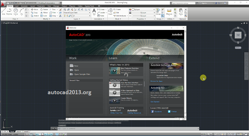 Giao diện khi hoàn thành cài đặt AutoCAd 2013